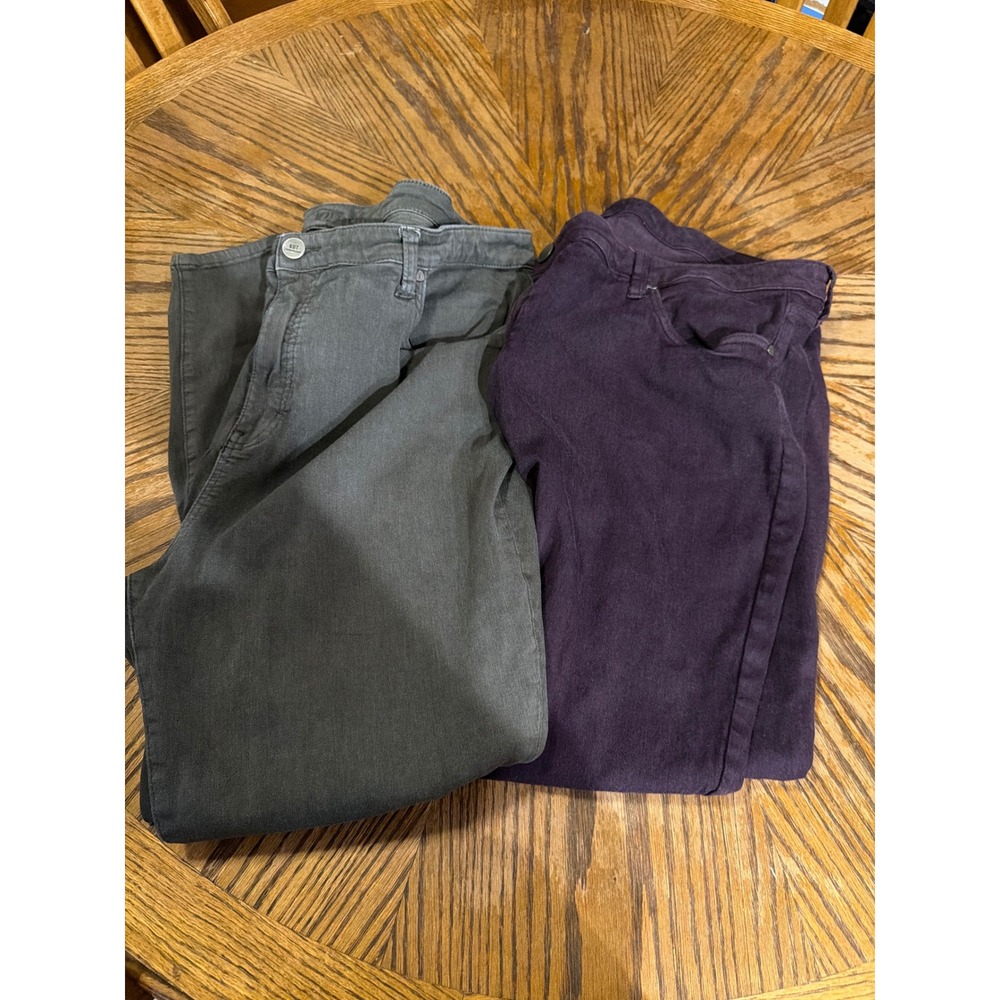 KUT from the Kloth Skinny Pants Bundle 22W Purple Grey Stretch Slim Leg 2 Pack